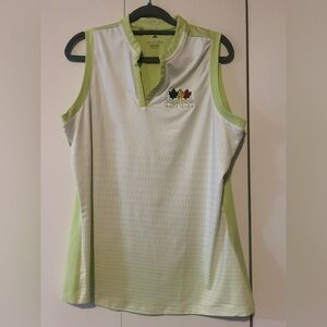 adidas White and Light Green Tank Top golf no collar